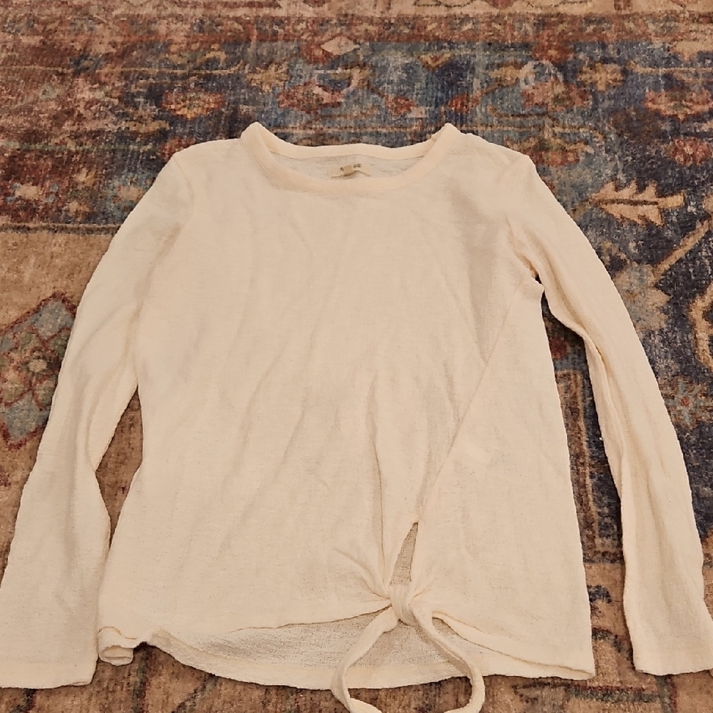 Cream Long Sleeve Knit Top